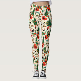 Legging Natal dos Gatos Modernos de Meados do Século Retro