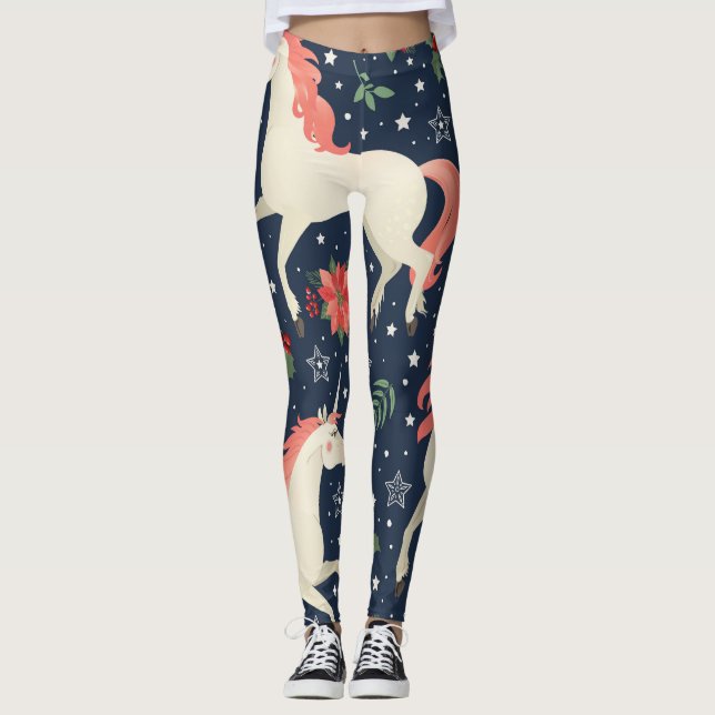 Legging Natal dos Unicórnios: Impressão da Idade Média (Frente)