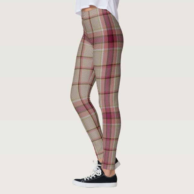Legging Natal em Xadrez Rosa (Esquerda)
