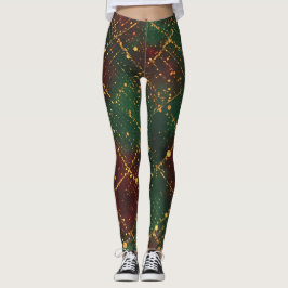 Legging Natal, Feliz Natal, Luxo Dourado Vermelho Verde 