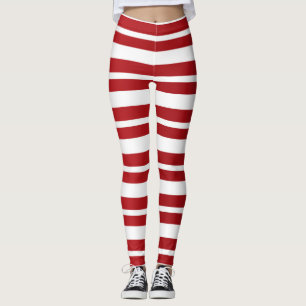 Legging Natal Festivo das Bandas Vermelhas e Brancas