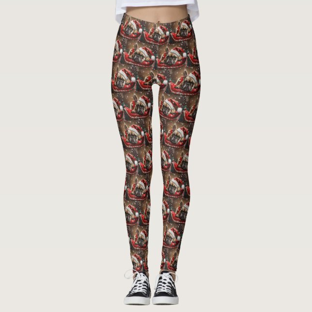 Legging Natal Festivo do Bulldog Francês (Frente)