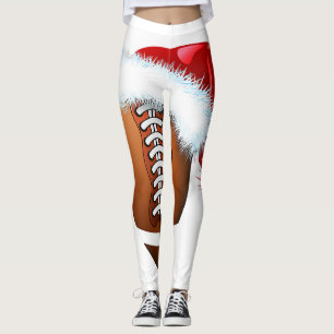 Legging Natal Futebol Ball Santa Hat Engraçado Esporte Nat
