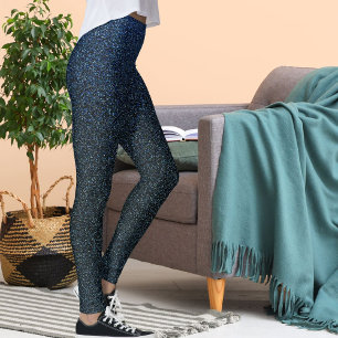 Legging Natal Moderno Fofo Azul Brilho Padrão Brilhante