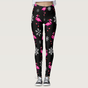 Legging natal negro santa claus flamingo