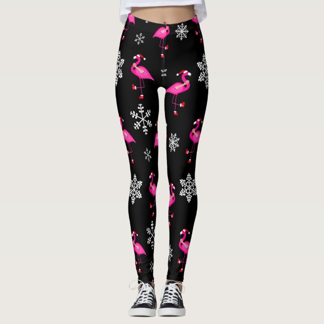 Legging natal negro santa claus flamingo (Frente)