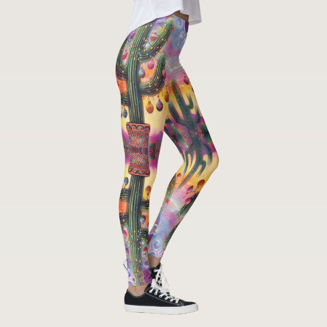 Legging Natal no Deserto Sudoeste Saguaro Cactus (Direita)