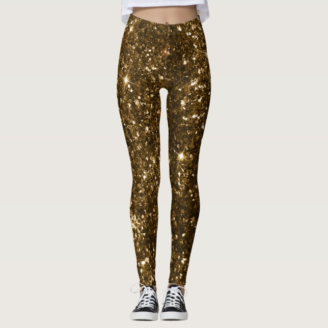Legging Natal Preto e Dourado Falso Brilho Natal (Frente)