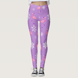 Legging natal púrpura santa claus flamingo