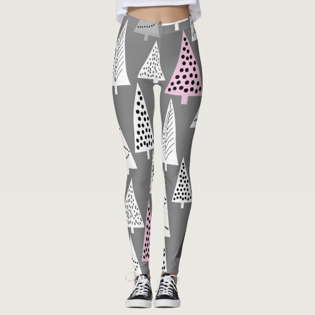 Legging Natal simples: Padrão de árvore Abstrato (Frente)