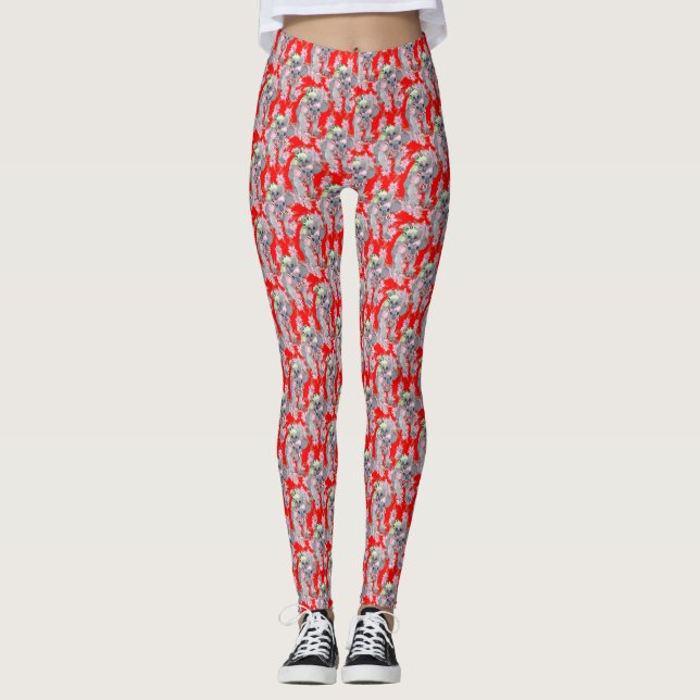 Legging Natal Vermelho da Família Koala (Frente)