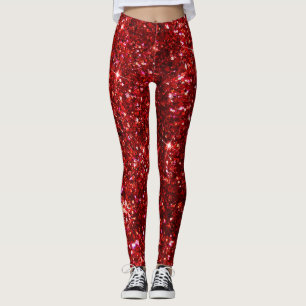 Legging Natal Vermelho e Preto Brilho Falso Natal