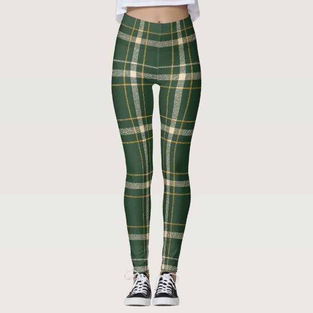 Legging Natal Xadrez Verde Clássico (Frente)