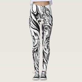 Legging Nature Inspired Monochrome Art