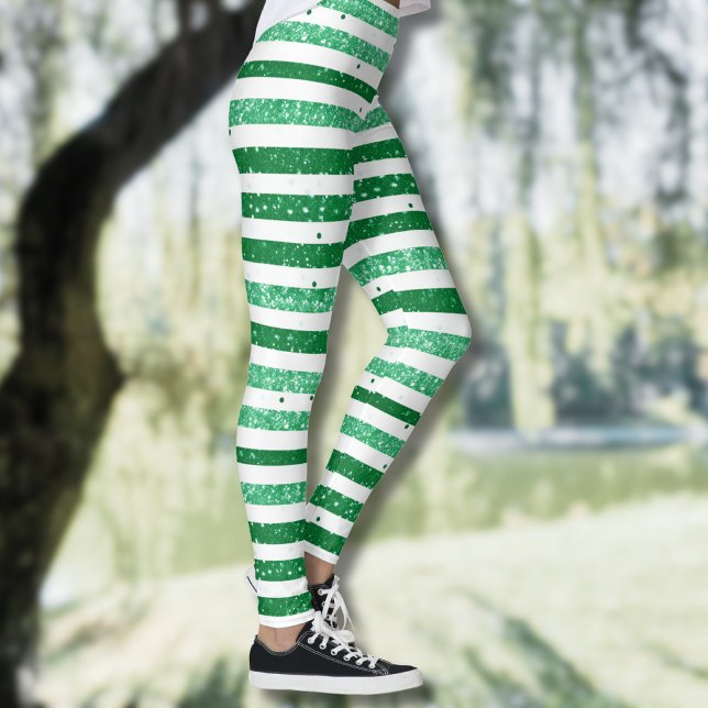 Legging Nature Verde Branco Listras Horizontais Brilho (Criador carregado)