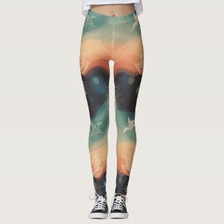 Legging Natureza Abstrata: Design Minimalista de Lótus e P