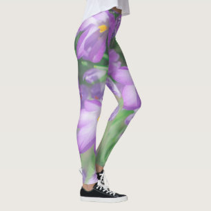 Legging Natureza Flores De Croco Roxo