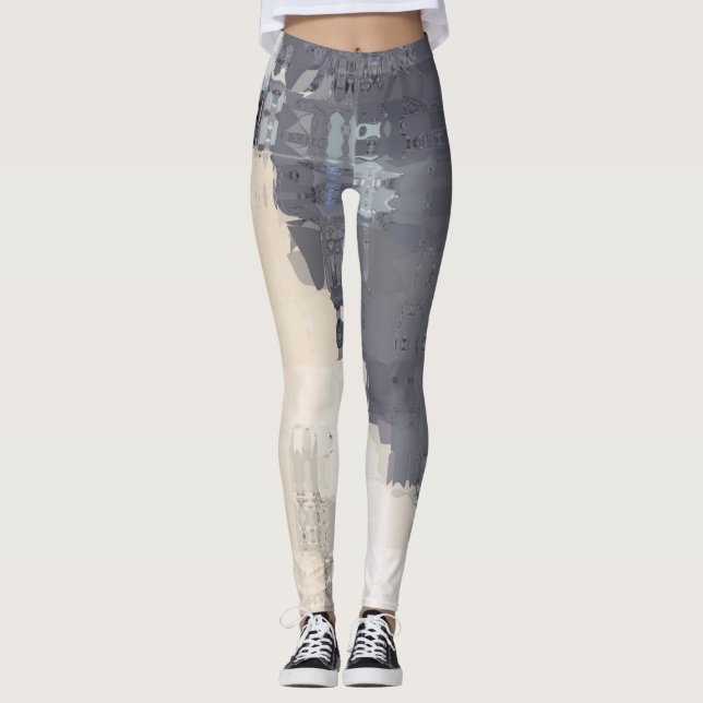 Legging Natureza robusta/Design de Creme Azul (Frente)
