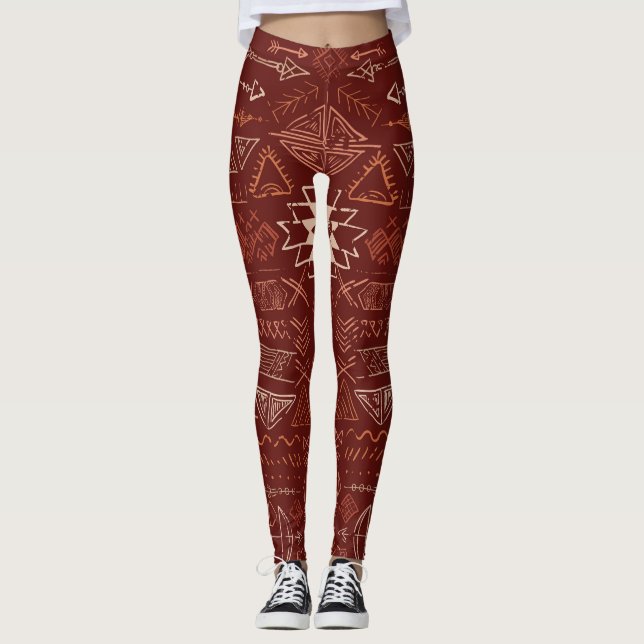 Legging Navajo Aztec: Padrão Étnico De Doodle. (Frente)