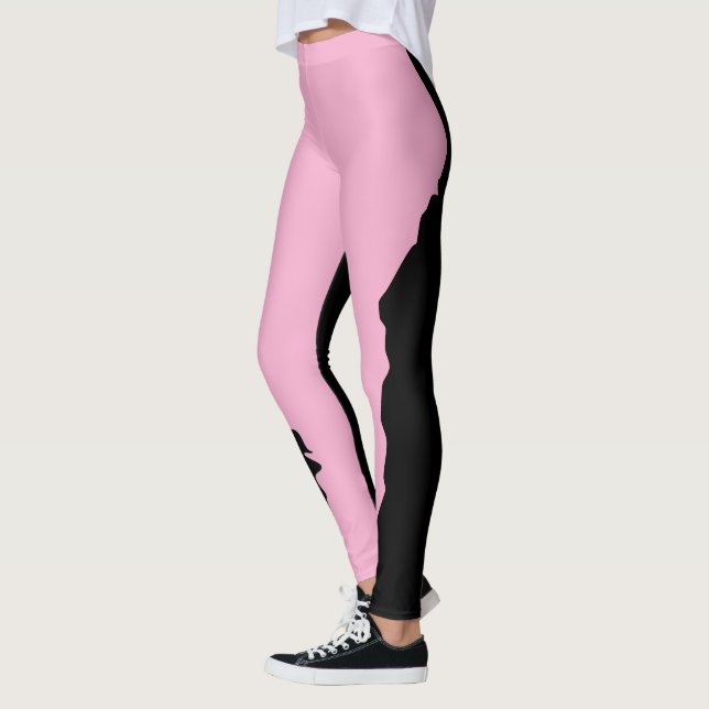 Legging Negro Ousado com Rosa Suave Único e Elegante (Esquerda)