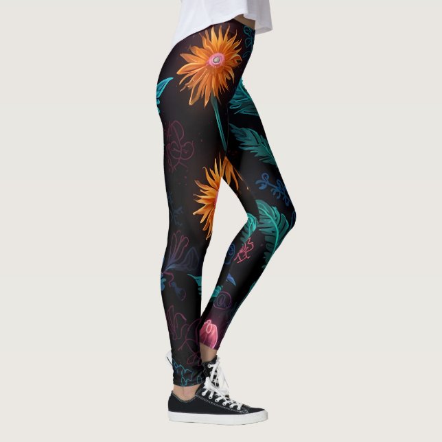 Legging Neon Bloom: Jardim Enigmático das Luzes (Direita)