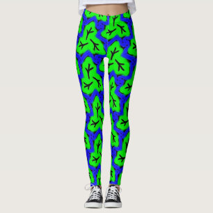 Legging Neon Blue e Green Bold Leaftery