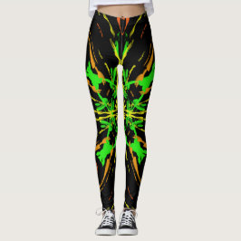 Legging Neon Chaos, Traços Verdes no Fundo Negro
