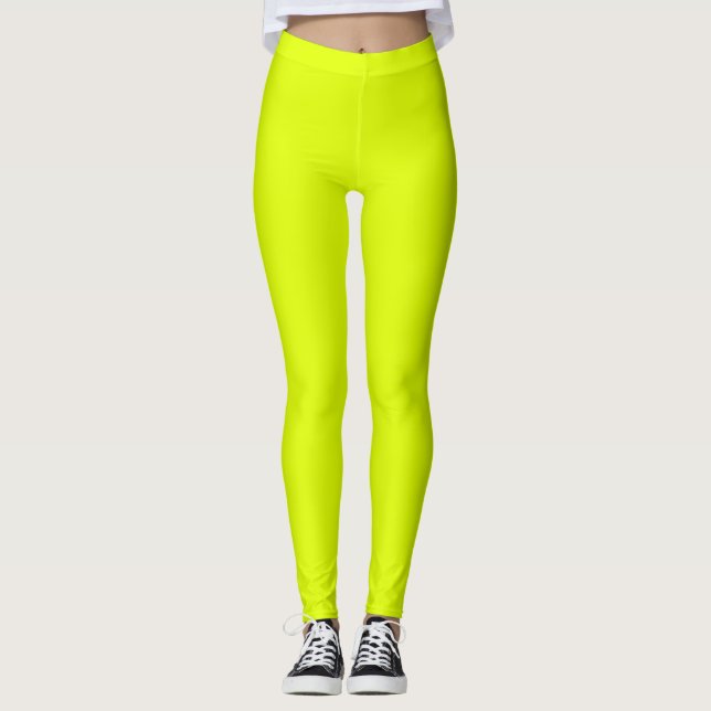 Legging Neon Chartreuse Sólido Cor | Clássico (Frente)