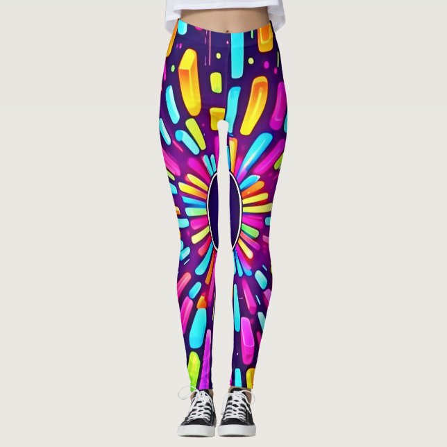 Legging Neon Dreamscape: Uma Viagem Psicodélica (Frente)