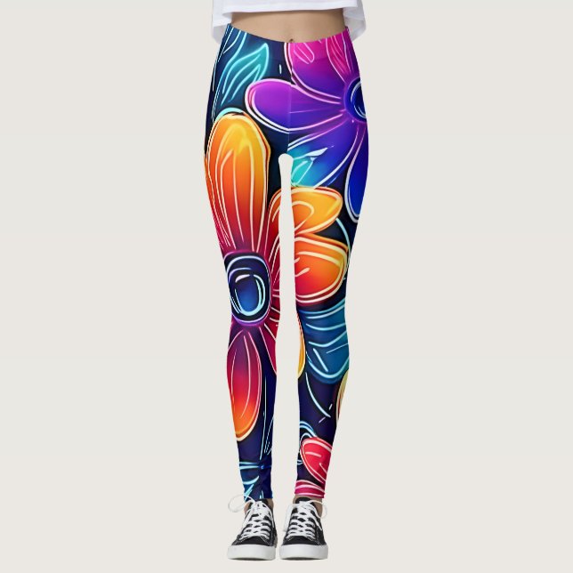 Legging Neon Flowers Bloom Bright (Frente)