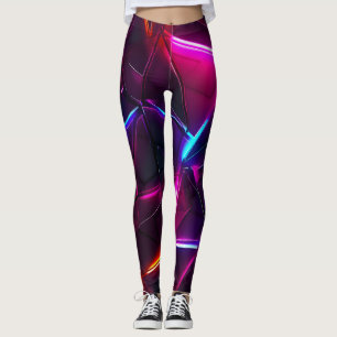 Legging Neon Geométrico Abstrato Futurista Cyberpunk