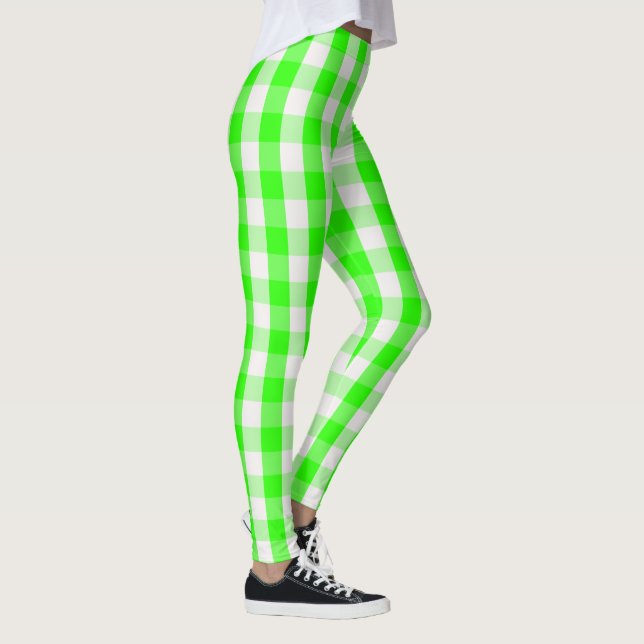Legging Neon Green Gingham Patterno de Shirley Taylor (Direita)