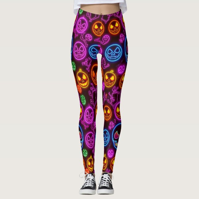 Legging Neon Jack-o-Lanterna Halloween (Frente)