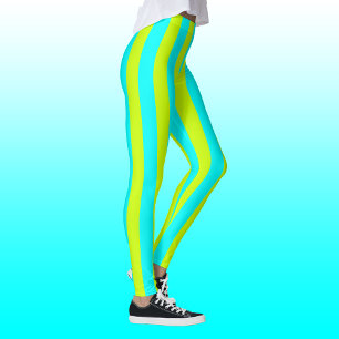 Legging Neon Limão Amarelo e Neon Ciano Legal