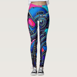 Legging Neon Mask Wall Grafite Figura Art