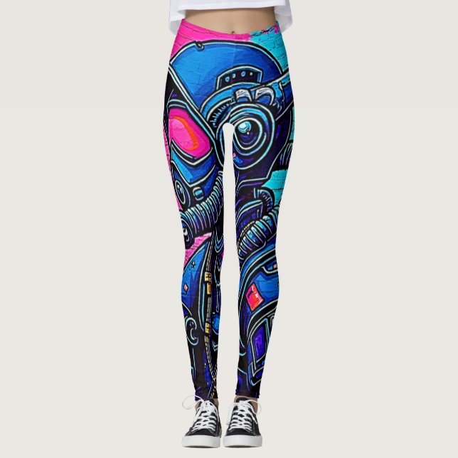 Legging Neon Mask Wall Grafite Figura Art (Frente)