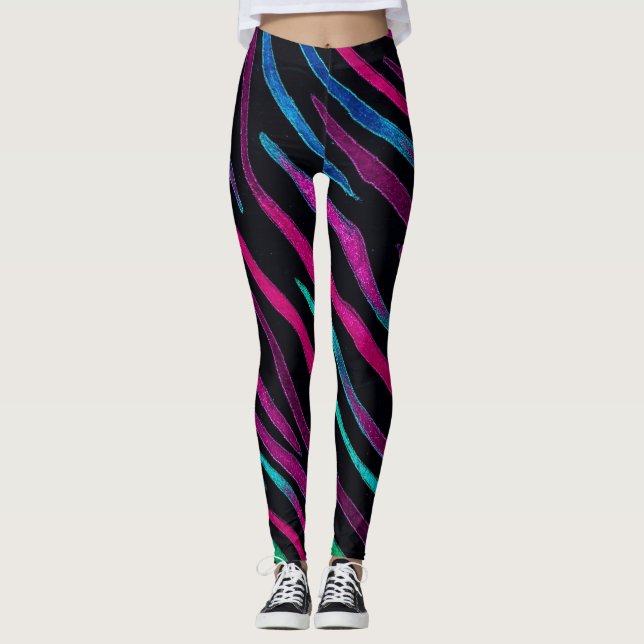Legging Neon Noir Zebra Pattern (Frente)