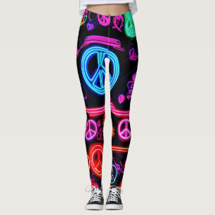 Legging Neon Peace Symbol Padrões