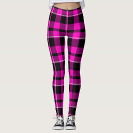Legging Neon Pink & Black Tartan Xadrez escocesa
