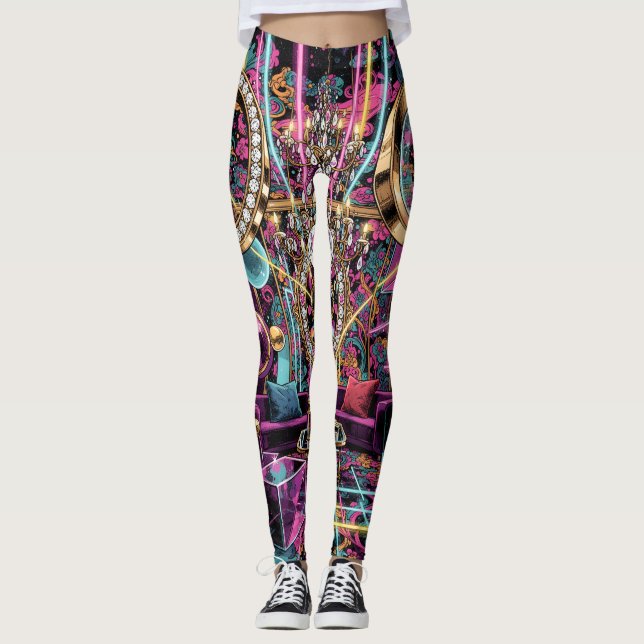 Legging Neon Psychedelic Luxury Lounge Art (Frente)