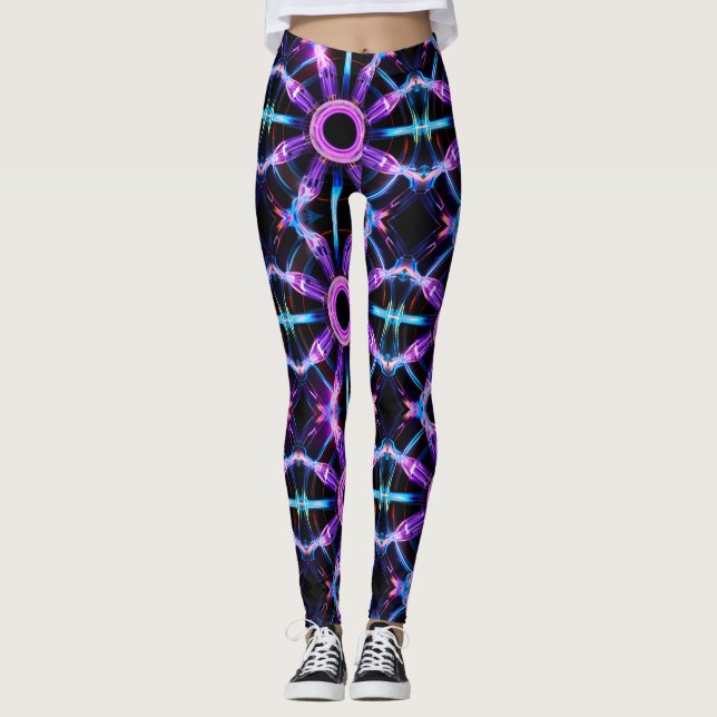 Legging Neon Starburst Kaleidoscope (Frente)
