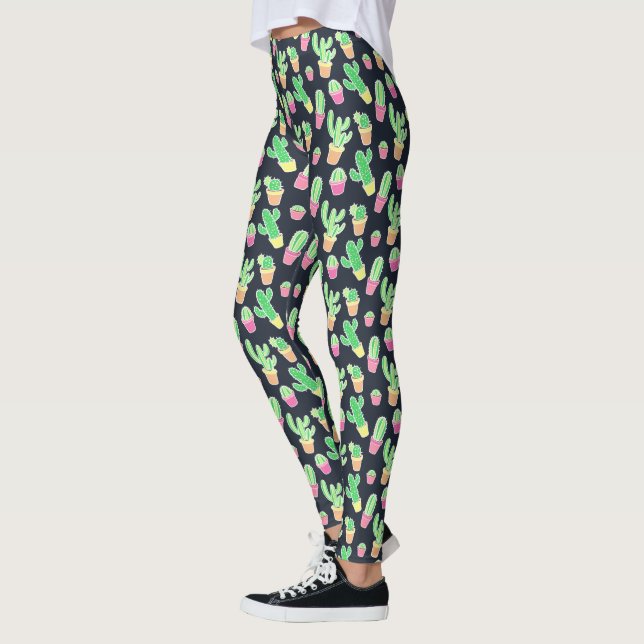 Legging Neon Watercolor Cactos em Potes (Esquerda)