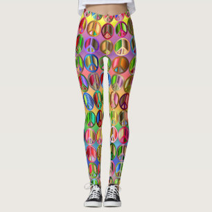 Legging Néons totais das caneleiras do sinal de paz