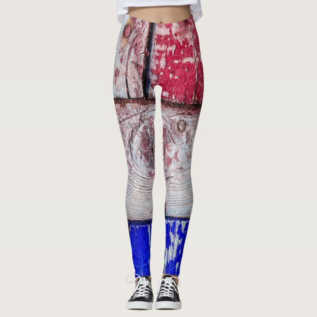 Legging Neoplasticismo Arte de madeira divertida (Frente)