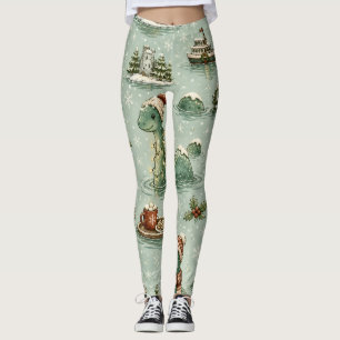 Legging Nessie do Natal Monstro do Lago Ness Aconchegante