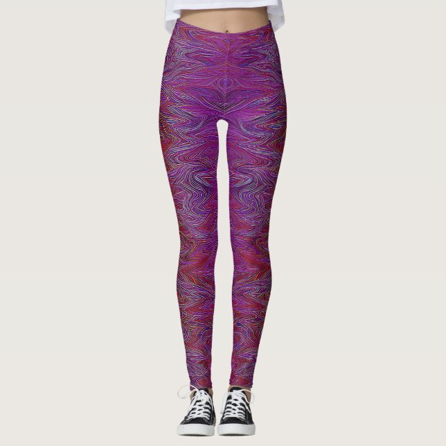 Legging "Neural Firestorm" Abstrato" Red Purple (Frente)