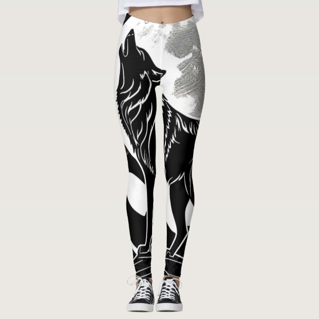 Legging Night Wolf Silhouette Design (Frente)