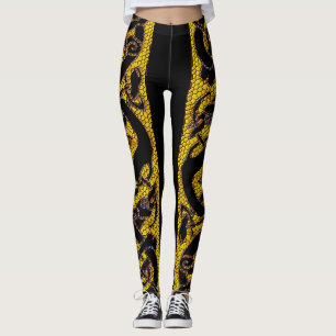 Legging Nó Celular Dourado Cortado a Preto