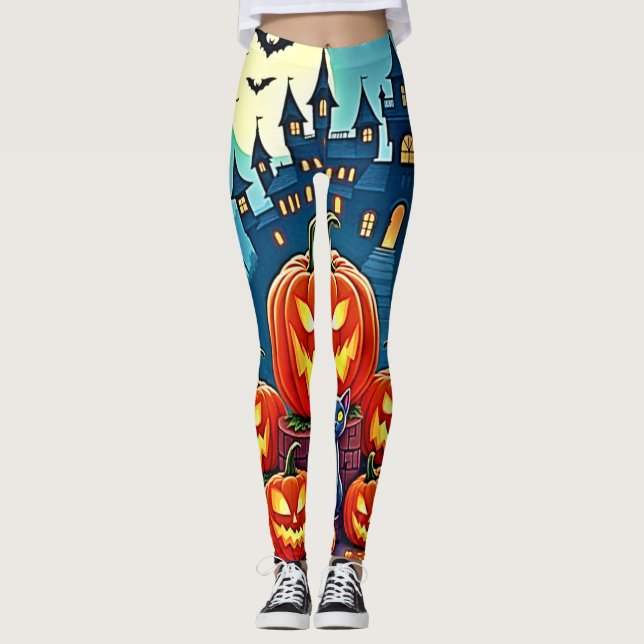 Legging Noite de Halloween: Arte Assustadora Divertida (Frente)