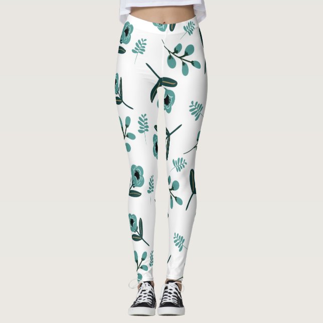 Legging Noite Floral do Jardim Azul (Frente)